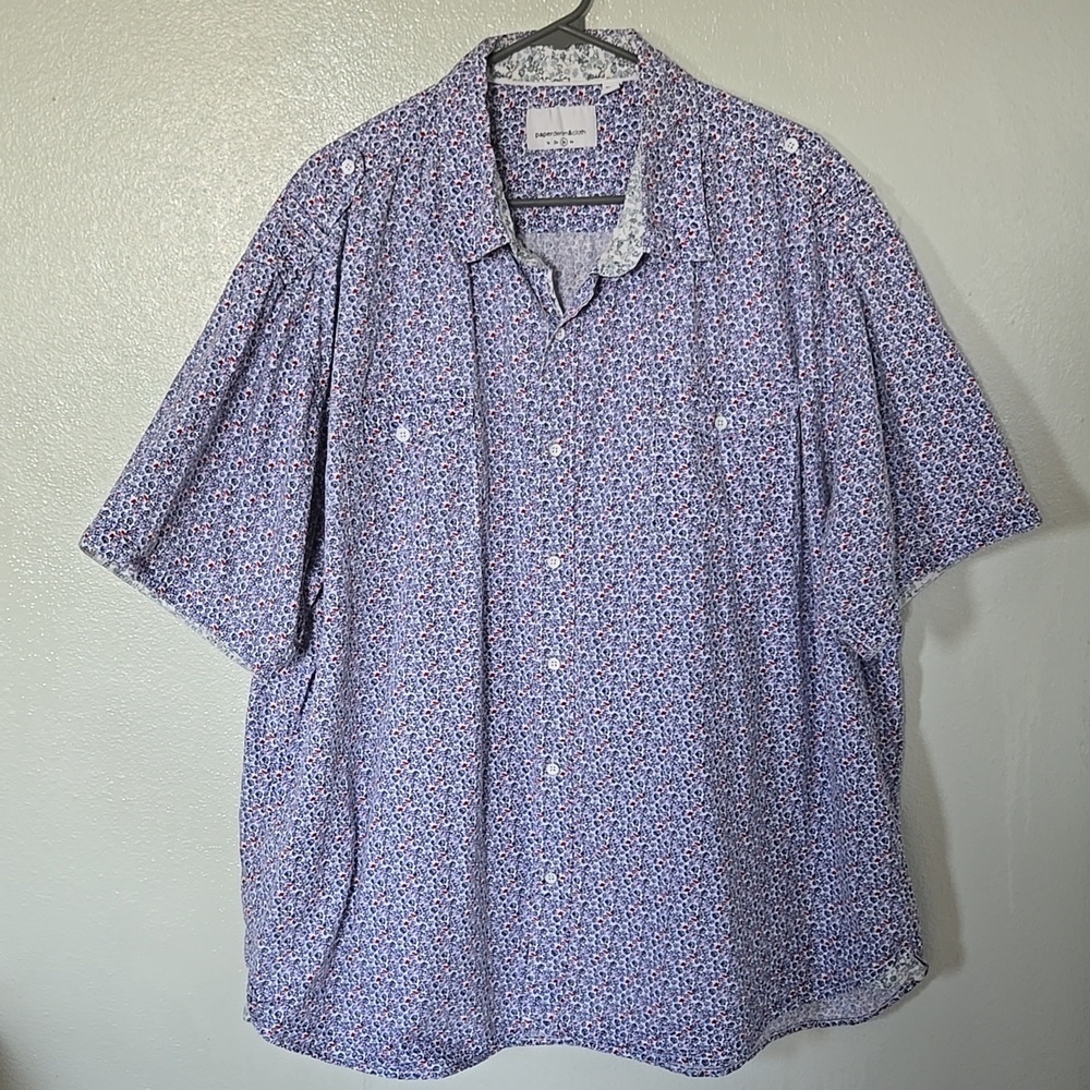 Paper Denim & Cloth | Blue & Red Floral Print Button Up Shirt Size 3X